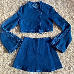 Fashion Nova Denim Set : Skirt and Button Top
